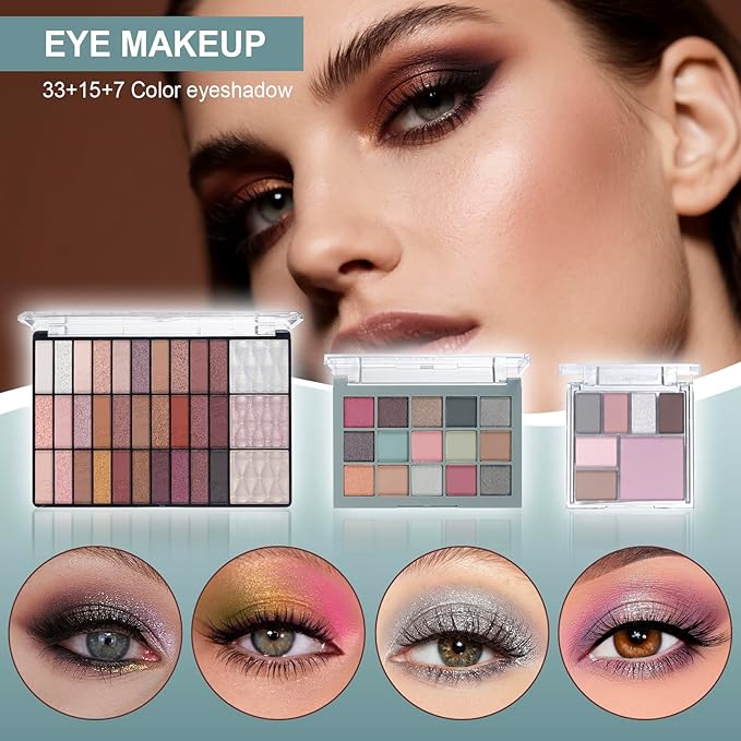 All in One Makeup Kit for Women Full Kit, Makeup Gift Set for Girls & Teen, Travel Makeup Set, Professional Makeup Kit Includes lash Clusters Kit Eyeshadow Lipstick Brow Pencil Eyeliner Brush Set