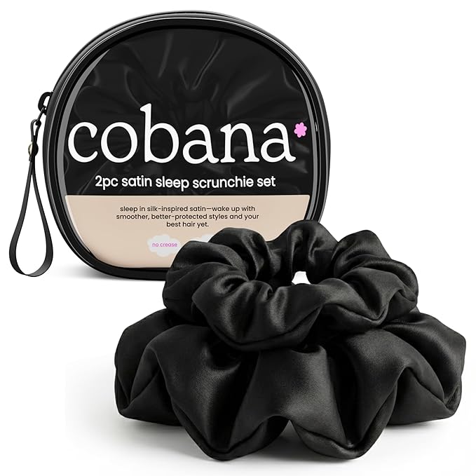 Cobana Satin Sleep Scrunchie Gift Set – No-Damage Silk Hair Ties for Crease-Free Styling – Soft, Gentle Hair Accessories in Travel Pouch – Ideal for Women, Teens, Self-Care & Holiday Gifting