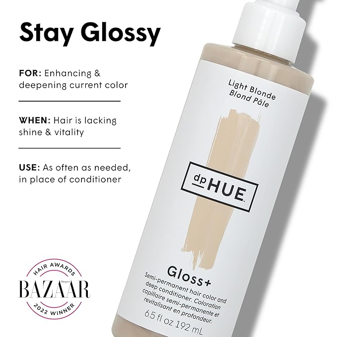 dpHUE Gloss+, Light Blonde - 6.5 oz (8-12 Applications) - Semi-Permanent Hair Color & Conditioner - Lasts Up to Eight Washes - Paraben, SLS & SLES Sulfate Free - Vegan, Leaping Bunny Certified