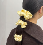3 Pieces Satin Scrunchies Set for Hair No Crease Elastic Hair Ties for Women and Girls (Light Yellow)