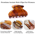 Womens Hair Clips Medium Claw Clips Tortoise Hair Jaw Clips Celluloid Hair Claw Clamps Acetate Hair Clip 3 Pack,Tortoise Shell/Tokyo/Brown