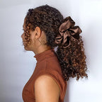 CEELGON Dark Brown Big Satin Scrunchie6.5 Inches Jumbo Scrunchies Silky Hair Ties Oversized Ponytail Holderfor Thick Curly Hair Extra Large Hair Accessories for Women (Espresso)