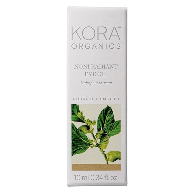 KORA Organics Noni Radiant Hydrating Under Eye Oil Roller, Smooth & Tone, Certified Organic, Cruelty Free Eye Serum - Delicate Eyebag Remover - Travel Essential for Puffy Face & Wrinkes - 0.34 Fl Oz