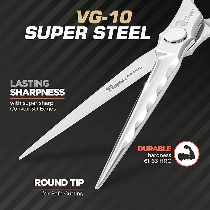 Fagaci Professional Hair Scissors 6” Razor Sharp Blades, Fine Cutting VG10 Steel Hair Cutting Shears, Barber Scissors Professional