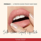Runway Rogue Silk Glam Liquid Lipstick, Long Wear Frosted Classic Peachy-Nude Lipstick, ‘Paparazzi’