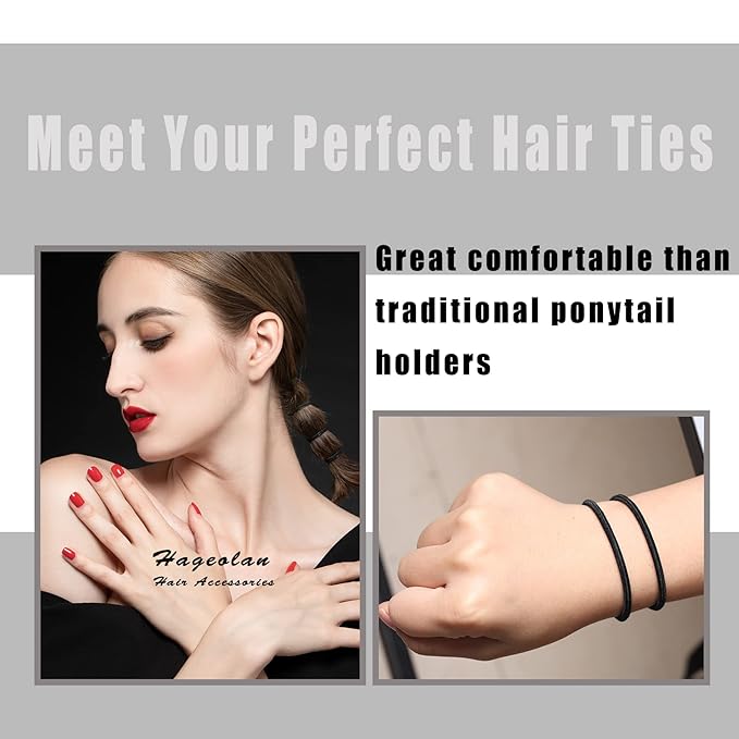 Elastic Hair Ties for Thick Heavy and Curly Hair 120 Pcs, Hair Bands for Women's Hair Black Ponytail Holders Bulk (4mm)