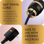 Professional Blowout Hair Dryer Brush, Black Gold Dryer and Volumizer, Hot Air Brush for Women, 75MM Oval Shape (Black Gold)