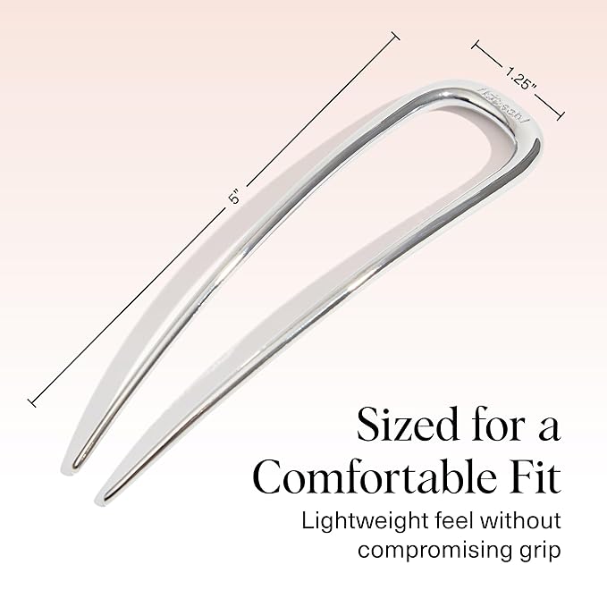 Kitsch Metal French Hair Pin for Women - Elegant Hair Accessories, Ideal for Buns & French Twist, Designed for a Secure, Comfortable Fit | Ideal Gifts for Women - Silver