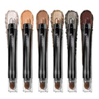 Neutral Brown Eyeshadow Stick Makeup 6PCS Set, Metallic Shimmer Matte Cream Eye Shadow Eyeliner Brightener Pencil Crayon - BROWN LATTE