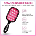 Bautero Brush Detangler Brush for Wet & Dry Hair, Pain-Free Brushing on All Hair Types, Knot Removal, Vented Hair Brush, Sakura Blossom