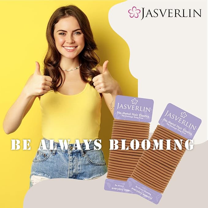 Small Hair Scrunchies Pony Tails Hair Ties Hair Elastics Bands for Women’s Girl’s Thin Thick Longhair No Metal No Damage 1/8 Inch 50 Pieces (Ginger)