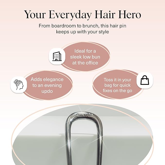 Kitsch Metal French Hair Pin for Women - Elegant Hair Accessories, Ideal for Buns & French Twist, Designed for a Secure, Comfortable Fit | Ideal Gifts for Women - Hematite