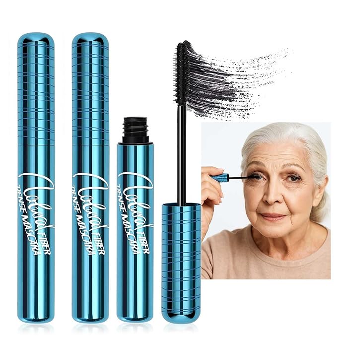 2 Pack Volumizing Mascara for Older Women 60 Plus - Lengthening & Thickening Formula, Smudge-Proof, Clump-Free, Waterproof Mascara for Thin Lashes, Ultra-Defining Lash Lift for Mature Eyes (Black, 2)