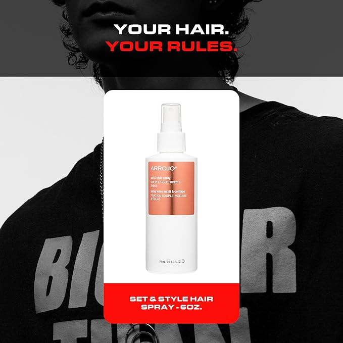 ARROJO Set & Style Hair Spray – Blow Dry Spray To Create Body, Shine, Hold – Hair Shine Spray For Blow-Drying -Hair Setting – Anti Frizz Hair Products To Fight Humidity (6 Oz)