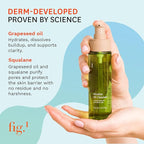 Fig.1 Micellar Oil Cleanser for Face - Makeup Remover Cleansing oil, Facial Cleanser - Squalane & Grapeseed Oil Formula, Cleanse without Clogging Pores, Acne-Prone Facial Skincare, Refillable 3.4 Oz