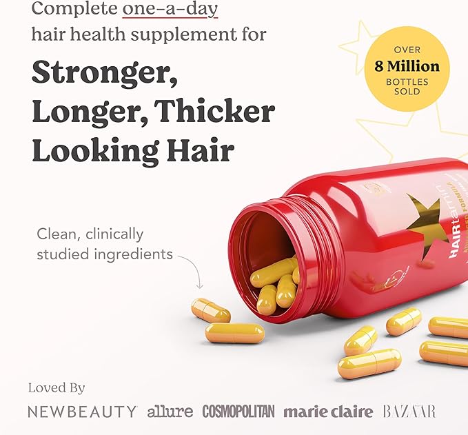 HAIRtamin Advanced Formula Hair Vitamins, Growth Supplement for Women & Men, Supports Stronger, Longer, Visibly Thicker Hair, With 5000 mcg Biotin, Vitamins & Antioxidants, 100% Vegan - 1 Month Supply