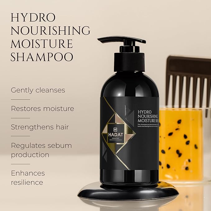HADAT Hydro Nourishing Moisture Shampoo – Salon-Grade Sulfate-Free, For Dry, Frizzy, or Color-Treated Hair – Deep Hydration, Shine & Smooth Finish – Professional Haircare (8.45 Fl Oz)