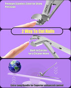 2025 Upgrade Angled Head Nail Clippers for Men, Toenail Clippers for Seniors Thick Toenails, Large Toe nail Clippers with Catcher, Extra Wide Handle,Sharp Heavy Duty Stainless Steel Nail Cutter-Silver