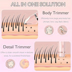 2025 Womens Shaver Dual-Head Bikini Trimmer for Women 2-in-1 Women's Body Shaver USB Charge Waterproof Painless Electric Razors for Silk Skin (Pink)
