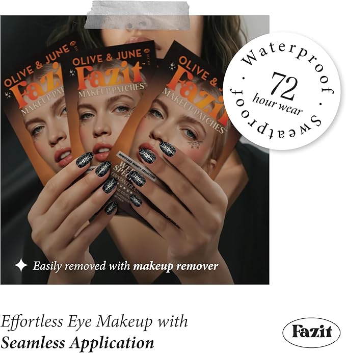 Fazit Makeup Patches - Halloween Webbed Speckles - Glow Up Make-Up Patches - Cute Glitter Makeup Accessories For Women - Cosmetic Glitter For Face