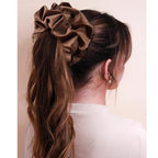 CEELGON Brown Big Velvet Scrunchie 6.5 Inches Jumbo Scrunchies Hair Ties Oversized Ponytail Holder for Thick Curly Hair Extra Large Hair Accessories for Women (Brown)