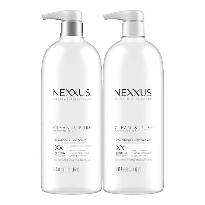 Nexxus Clean and Pure Clarifying Shampoo and Conditioner 2-Pack With ProteinFusion, for Nourished Hair Paraben Free 33.8 oz