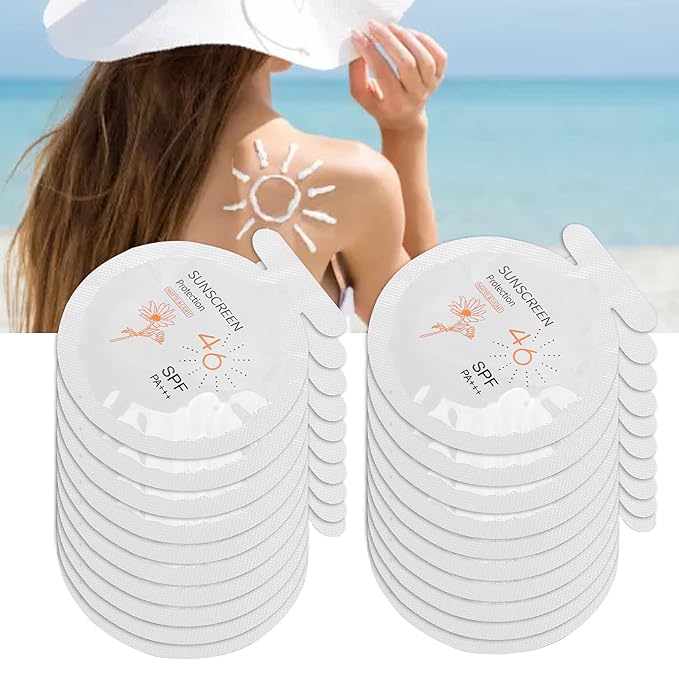 Pack of 20 Sunscreen, SPF46 PA+++ Moisturizing Sunscreen,3ml Face & Body Sunblock, Moisturizing Sunscreen for Most of Skins Portable Resist Water Sunscreen for Sport