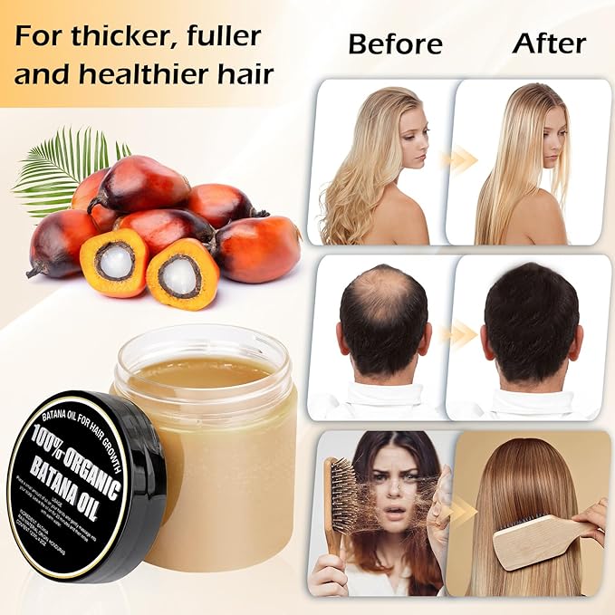 100% Organic Raw Batana Oil for Hair Growth – Natural Treatment for Alopecia, Hair Maintenance, and Nourishment – Moringa & Batana Oil Blend for Smooth, Tangle-Free Hair – 120ml (4.2oz)