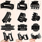 12 PCS Hair Claw Clips for Women – Small Medium Large Claw Clips for Thin or Thick Hair (Black)