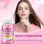Hair Skin and Nails Gummies, Biotin (10,000mcg) Hair Skin and Nails Vitamins Supplement for Women, Men Supports Faster Hair Growth, Stronger Nails, Healthy Skin, 240 Count