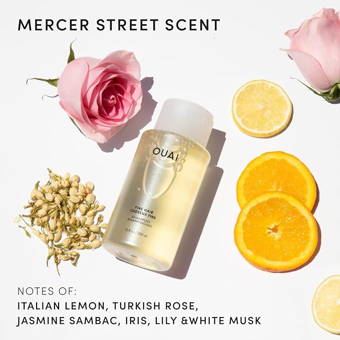 OUAI Fine Hair Shampoo - Volumizing Shampoo for Fine, Flat Strands - Made with Biotin, Keratin & Chia Seed Oil - Strengthens, Nourishes & Thickens - Color-Safe & Sulfate Free Hair Care (10 Fl oz)