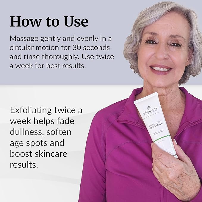 Vibriance Ultra-Gentle Face Scrub, 4 fl oz - Exfoliating Facial Wash Unclogs Pores - Sulfate and Paraben-Free Exfoliator For All Skin Types - Made with Natural Ingredients