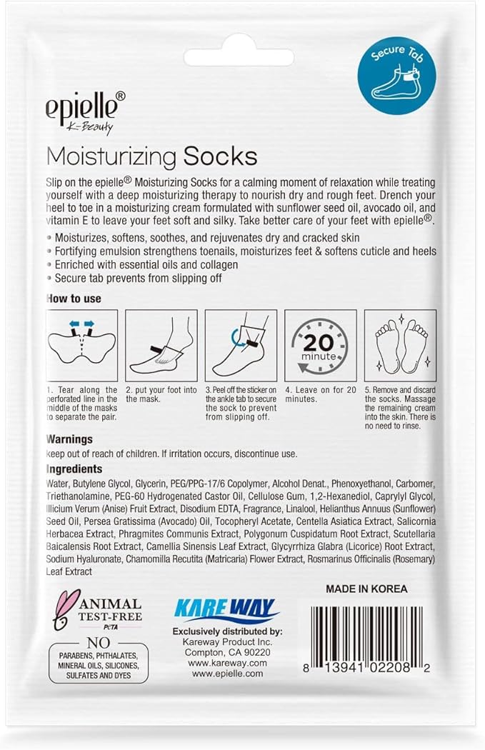 Epielle Hydrating & Moisturizing Hand & Foot Masks, Relieve and Soften Dry, Rough Skin, Self Care Gifts for Women, Spa Kit, Stocking Stuffers, 6 Moisturizing Gloves & 6 Moisturizing Socks