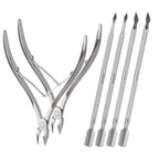 2 Set Cuticle Trimmer with Cuticle Pusher and Cutter, Stainless Steel Manicure Kit for Women Fingernails and Toenails