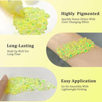 MEICOLY Chameleon Yellow Body Glitter,Chunky Yellow Face Glitter for Halloween,Color Changing Mermaid Hair Glitter Face Paint,Festival Party Cheer Glitter,50ml
