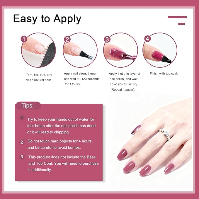 16.5ml Dark Pink Nail Polish Large Volume Quick Drying Nail Polish, Fast Drying and Long Lasting Color Nail Art DIY Home Manicure Gift for Women
