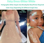 Go Ho Clear White Face Body Glitter - Party Flash Festival Rave Outfits for Women&Kids,Holographic Glitter White Face Paint,Halloween Mermaid Fairy Makeup Chunky Sequins Gel,Rave Pride Accessories