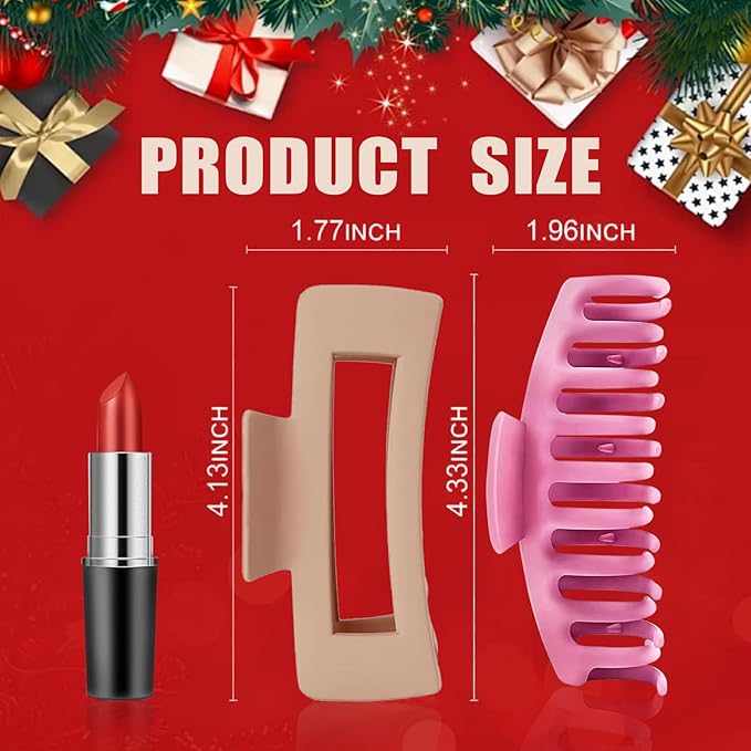 TOCESS 8 Pack Big Hair Claw Clips for Women Large Claw Clip for Thin Thick Curly Hair 90's Strong Hold 4.33 Inch Nonslip Matte Jumbo Hair Clips (8 Pcs)