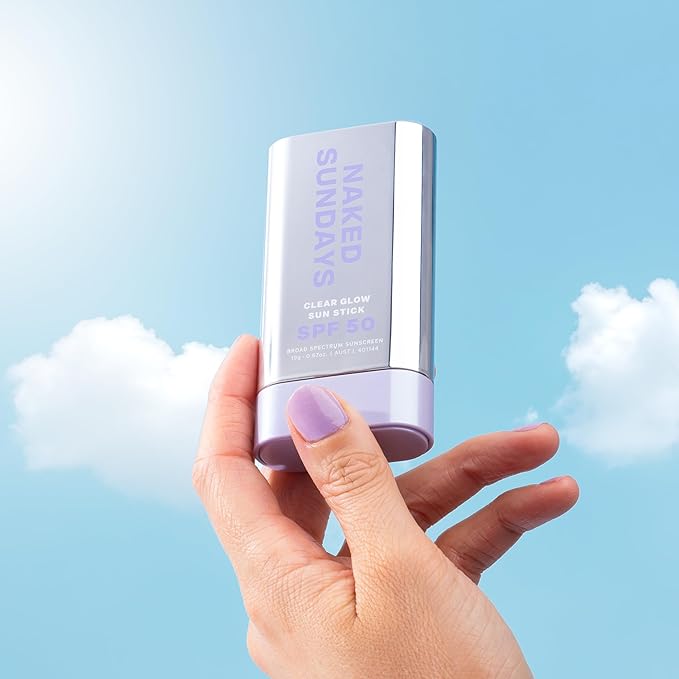 Naked Sundays SPF 50 Clear Glow Sun Stick – Invisible, Unscented Face & Body Sunscreen for All Skin Types | Broad Spectrum, Quick & Easy Application, Travel-Friendly, 19g