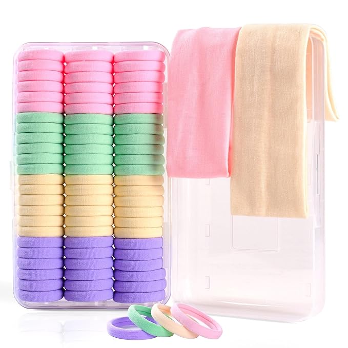 72PCS Hair Ties No Damage & Ponytail Holders,Hair Bands for Women's Hair, Nylon Hair Elastics Set(1.6in Spring)
