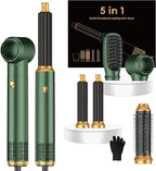 5 in 1 Hair Dryer Brush Set,Professional Negative Ionic Hot Air Styler, Air Curling Wrap Styler,Detachable Blow Dryer Brush With Auto Wrap Curlers,Hair Styling Tools For Straight/Curl/Drying/Smoothing