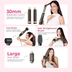5 in 1 Blow Dryer Brush Set, 1000W Professional Hot Air Styler, Ionic Hair Dryer Brush, 3 Heat Settings, Auto Curling, Fast Drying, Ideal Hair Styling Tools Gift for Women (Black Gold)