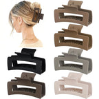 3.5 Inch Medium Hair Claw Clips 6 Pack Hair Clips for Women Square Rectangle Claw for Hair Banana Jaw Clips Hair Accessories for Girls -Regular