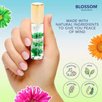 Blossom Roll on Lip Gloss, Scented Clear High Shine Moisturizing Lip Oil, Non Sticky, Infused with Real Flowers, Made in USA, 0.2oz, Vanilla Hemp