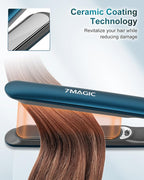 7MAGIC Hair Straightener 1 Inch Flat Iron Titanium Ceramic, Professional 2 in 1 Styling Tool with Fast Heat Up, Anti-Frizz Ionic & Floating Plates for Smooth Shiny Hair on All Hair Types
