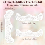 24pcs Glitter Freckles Face Tattoo - Rose Gold Face Sparkle Freckles Temporary Tattoos for Women Girls, Waterproof & Long Lasting Freckles Makeup Patches for Party, Concerts, Daily Accessories