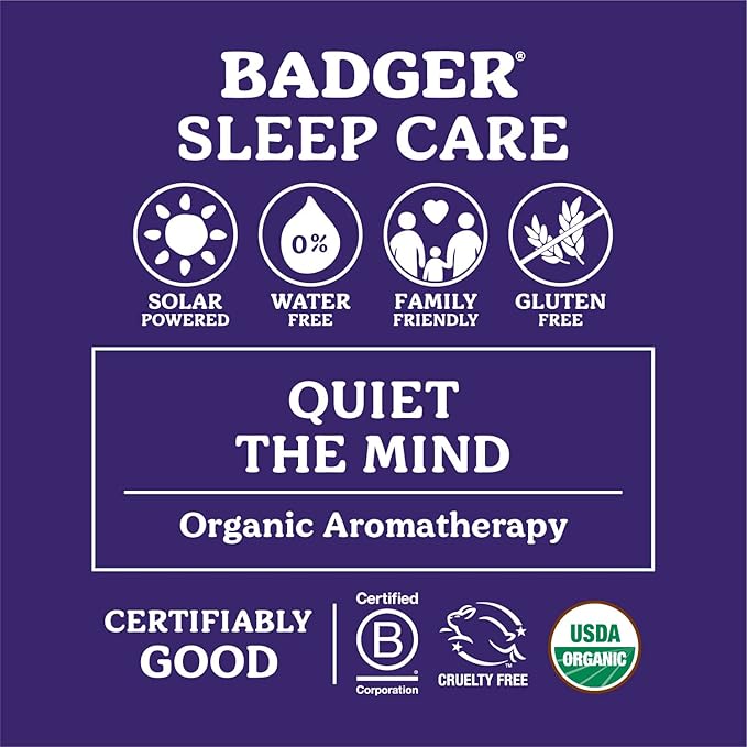 Badger Sleep Balm, Organic Essential Oil Aromatherapy Natural Sleep Balm for Adults & Kids, Relaxing & Calming Lavender & Bergamot Natural Sleep Support, .75 oz Tin