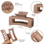 12 Pcs Medium Hair Clips for Women, 3.5 Inch Square Claw Clips, Colorful Hair Claw Clips for Thick and Thin Hair, Bulk Hair Accessories for Women and Girls- Brown