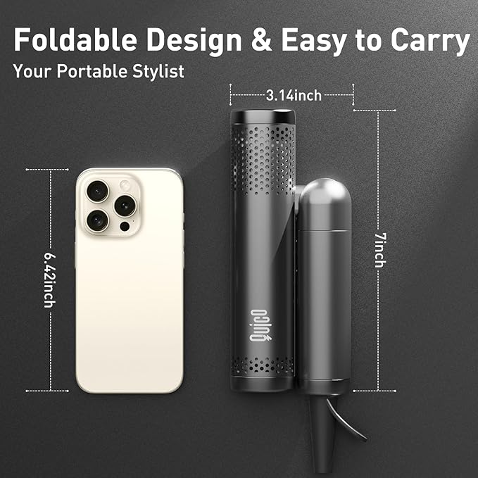 Quico Travel Hair Dryer with Dual Voltage, 120000 RPM Fast Drying Hair Dryers for Women with 500 Million Negative Ions, Thermo-Control Compact Hair Blow Dryer with Cold, 3 Heat & 3 Speed Settings