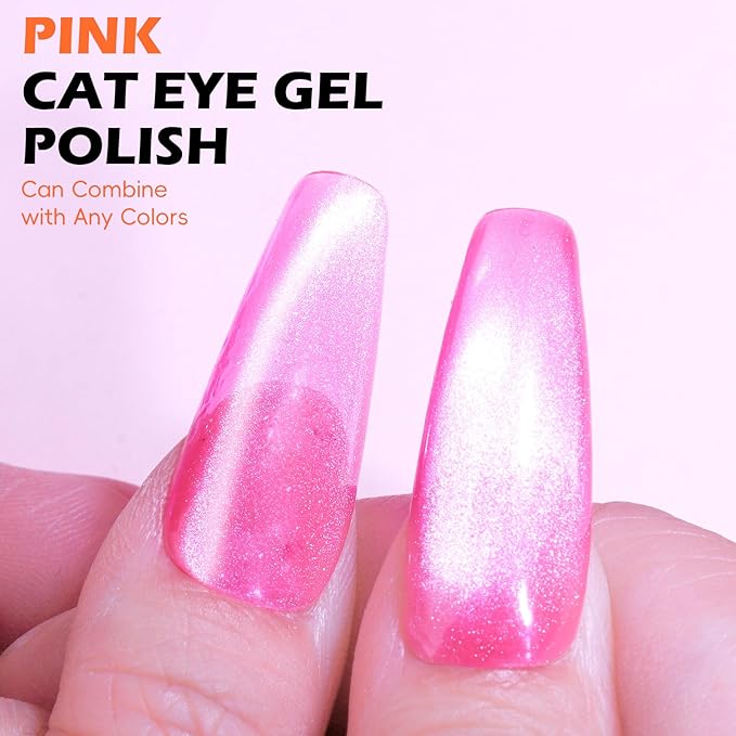 Clara Colors Magnetic Nail Polish, 12 Colors Pink Red Purple Brown Holographic Cat Eye Gel Nail Polish Set with Magnets Black White Base Top Coat Gel Soak Off Led Nail Art Manicure Salon DIY Gifts